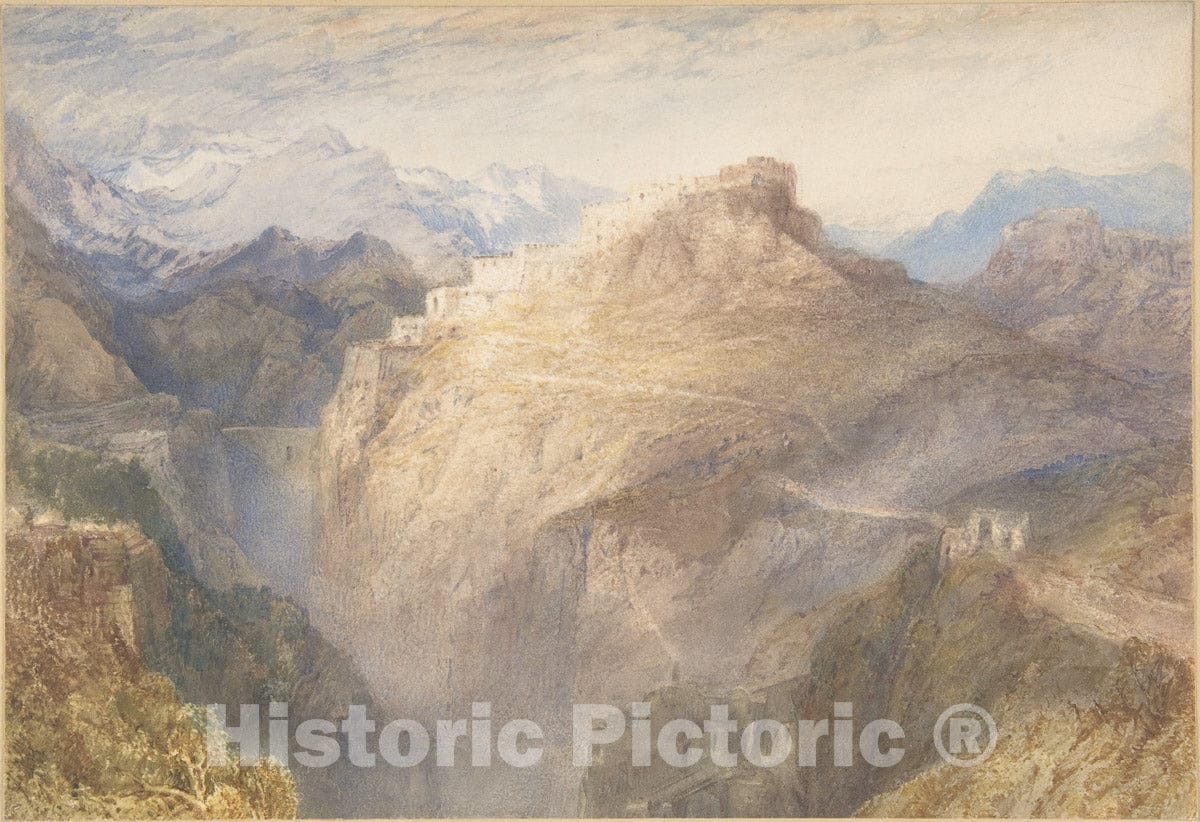 Art Print : Joseph Mallord William Turner - Fort of L'Essillon, Val de la Maurienne, France : Vintage Wall Art