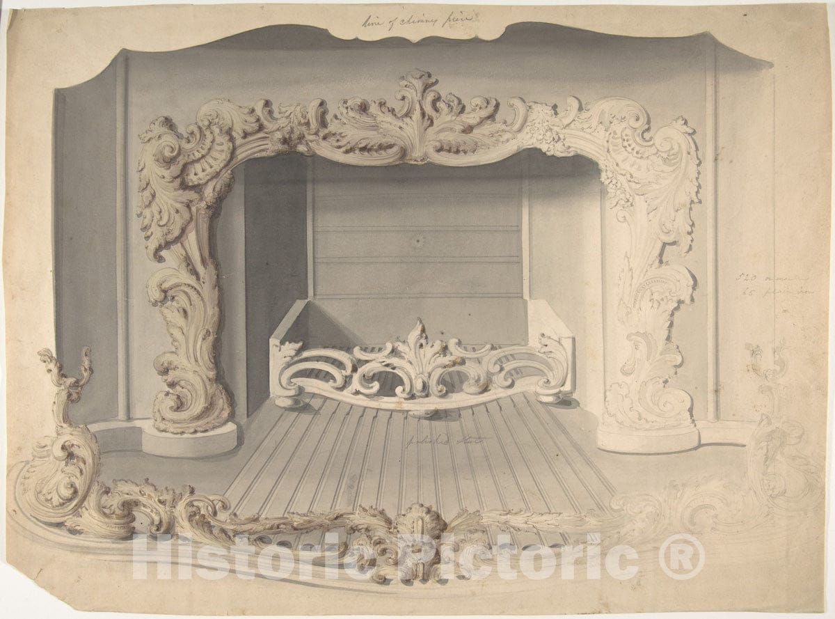 Art Print : British, 19th Century - Iron Grate with Acanthus Ornament : Vintage Wall Art