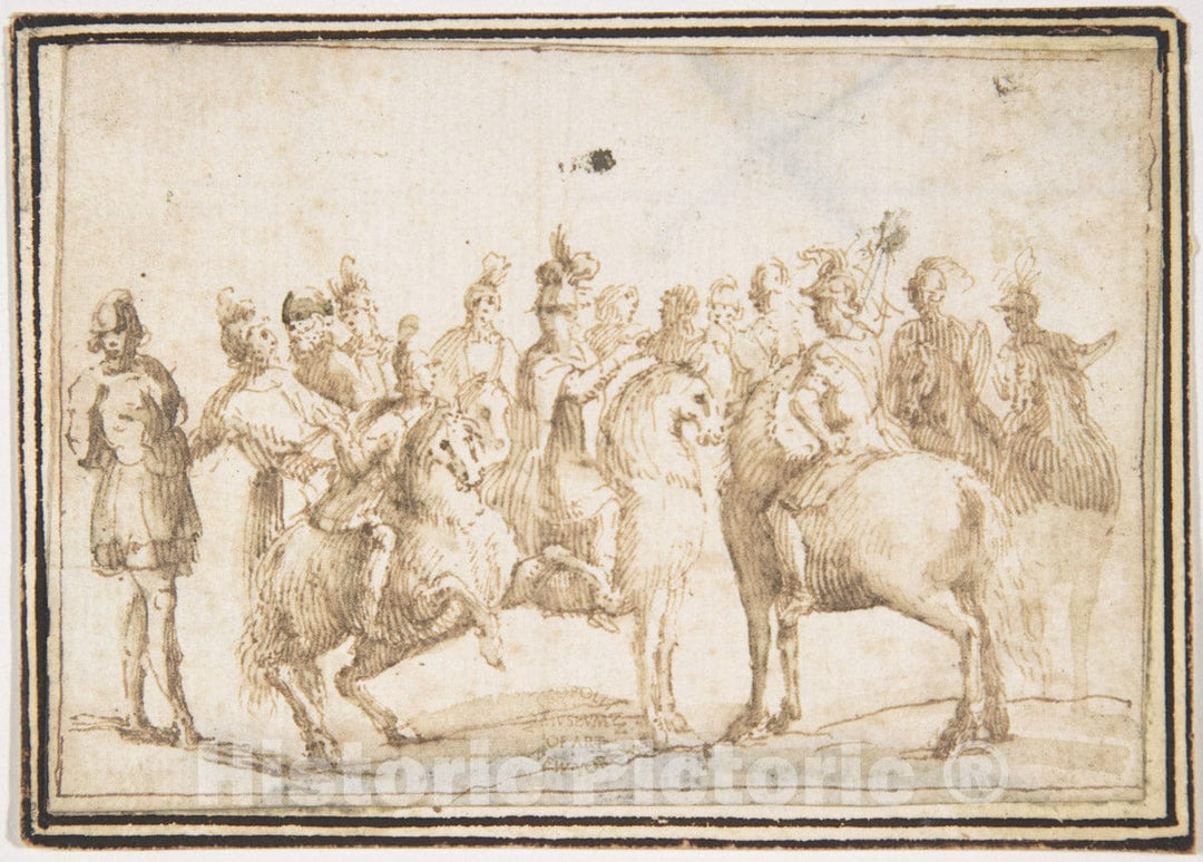 Art Print : Francesco Allegrini - Group of Horsemen : Vintage Wall Art