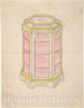 Art Print : British, 19th Century - Design for an Octagonal Cabinet with Shelves and a Pink Interior : Vintage Wall Art