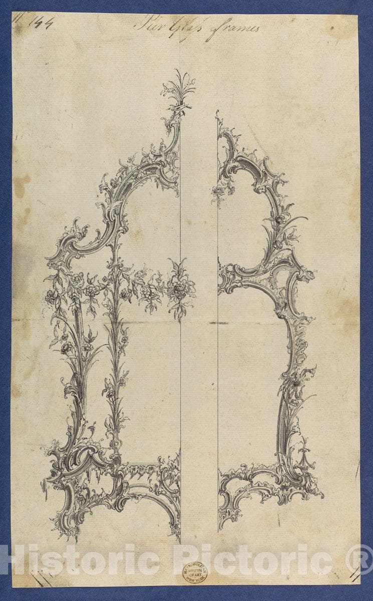 Art Print : Thomas Chippendale - Pier Glass Frames, in Chippendale Drawings, Vol. I - 425362 : Vintage Wall Art
