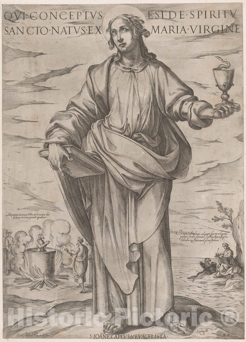 Art Print : Antonio Tempesta - St. John The Evangelist, from 'Christ, Mary and The Apostles' : Vintage Wall Art