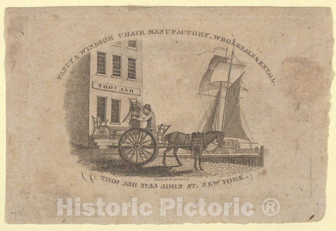 Art Print : Asher Brown Durand - Fancy & Windsor Chair Manufactory, Wholesale & Retail, Thomas Ash, No. 33 John Street, New York : Vintage Wall Art