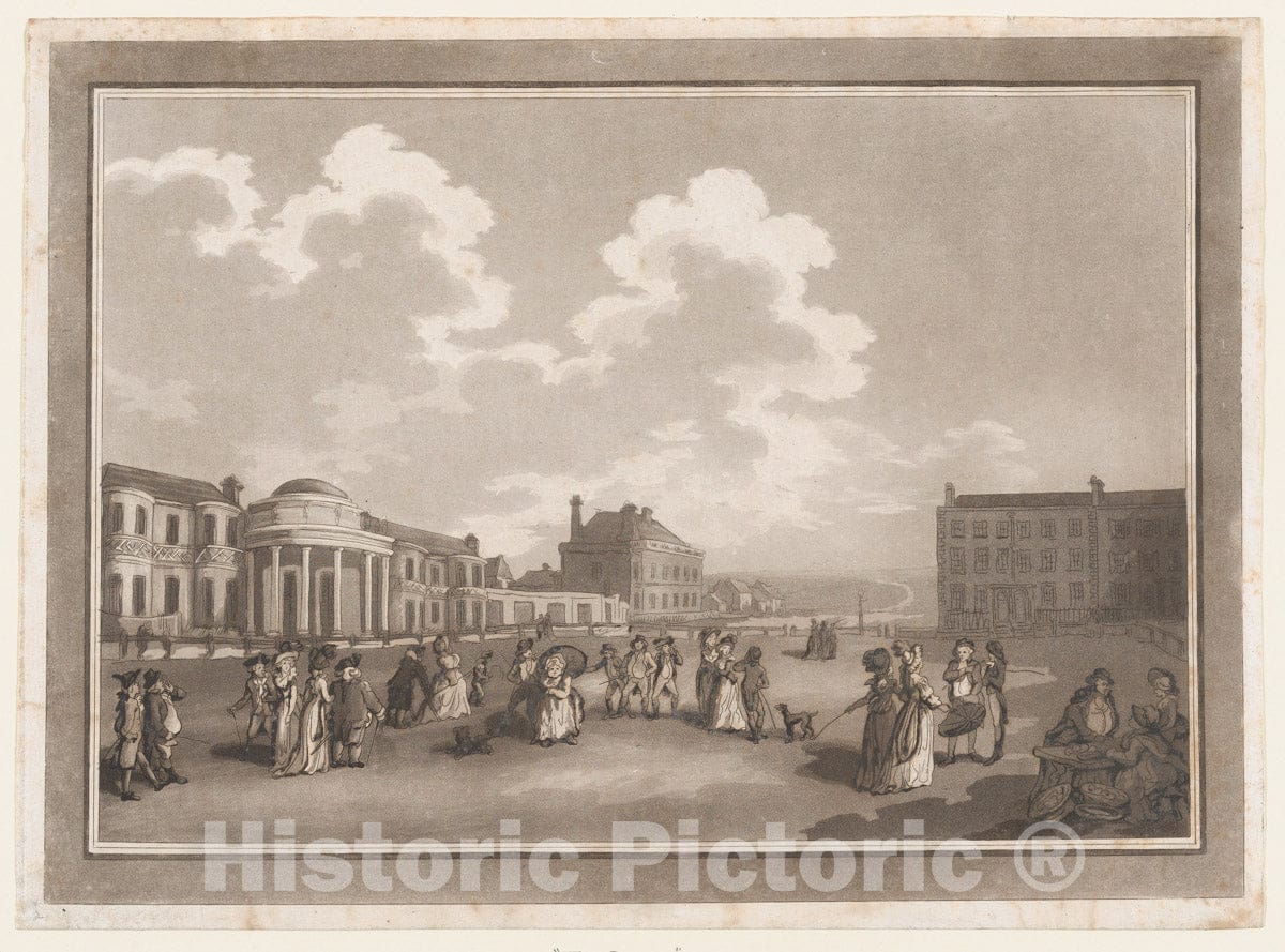 Art Print : Drawn and Etched by Thomas Rowlandson - The Steine (an Excursion to Brighthelmstone) 1 : Vintage Wall Art