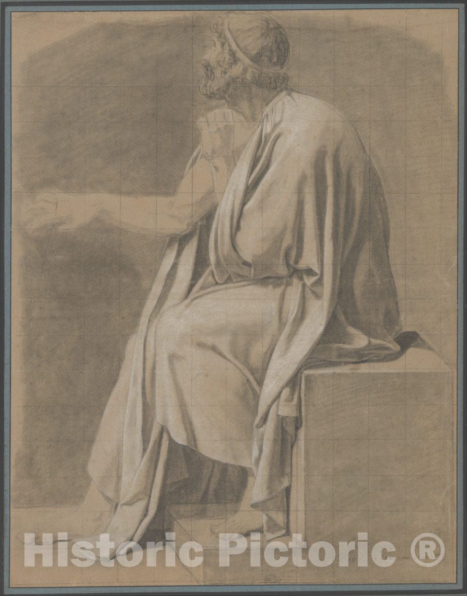 Art Print : Jacques Louis David - Figure Study for The Death of Socrates : Vintage Wall Art