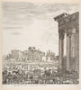 Art Print : The Columns of The Temple of Antoninus to Right, a Part of The Campo Vaccino 1" - Artist: Stefano Della Bella - Created: 1656 : Vintage Wall Art