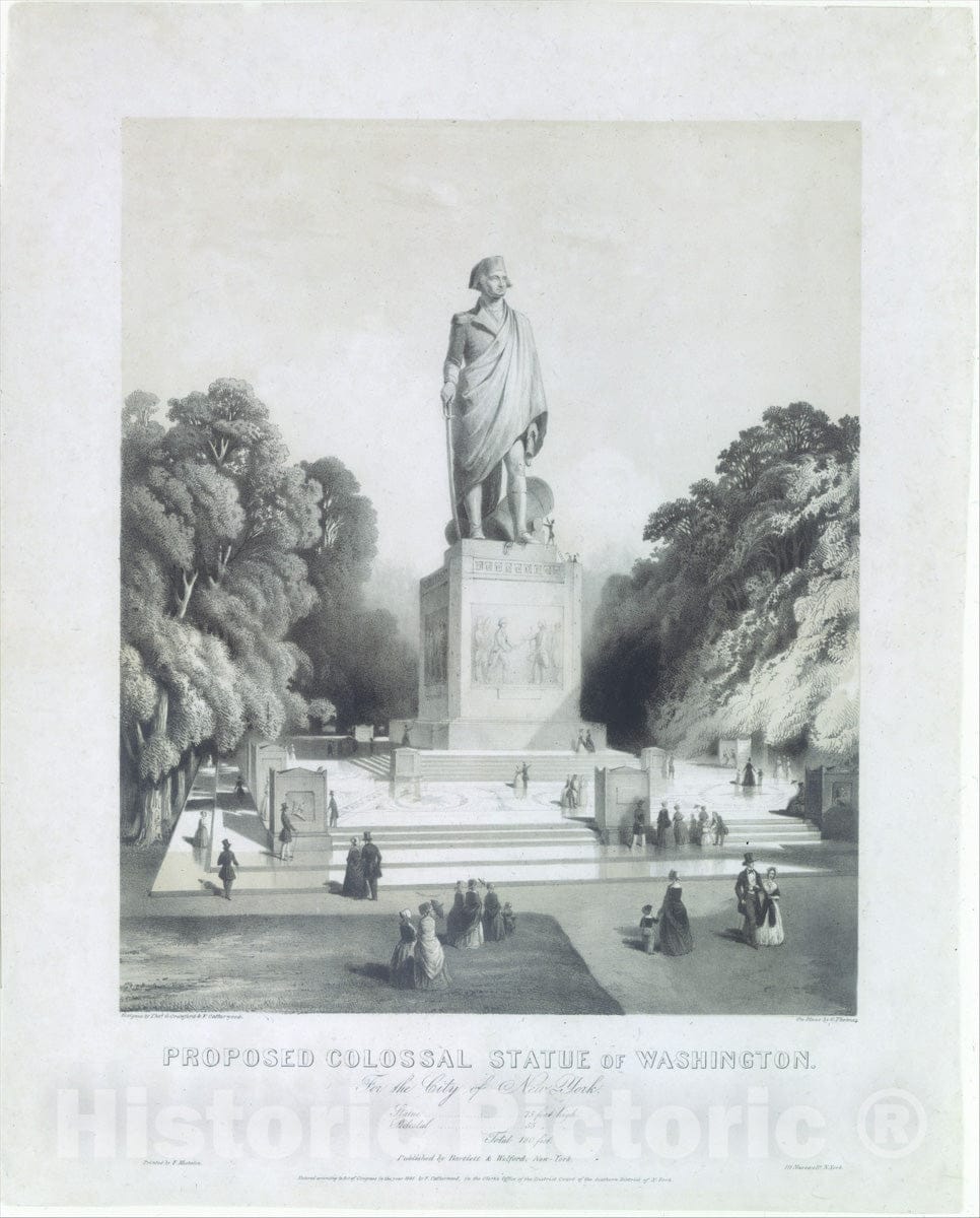Art Print : G. Thomas - Proposed Colossal Statue of George Washington for The City of New York : Vintage Wall Art