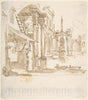 Art Print : Italian, Piedmontese, 18th Century - Capricio with Architectural Ruins in Perspective. : Vintage Wall Art