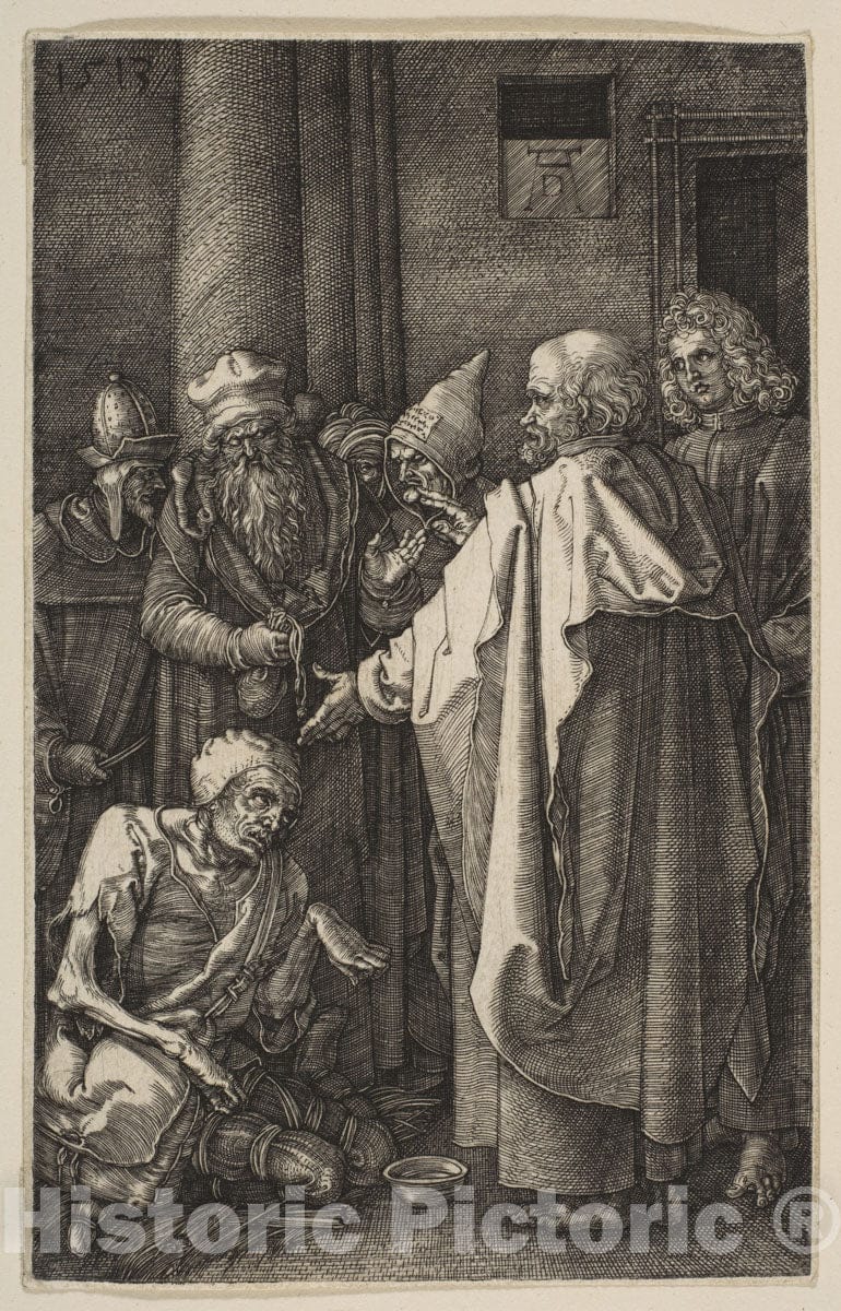 Art Print : Albrecht Dürer - Saint Peter and Saint John at The Gate of The Temple, from The Passion : Vintage Wall Art
