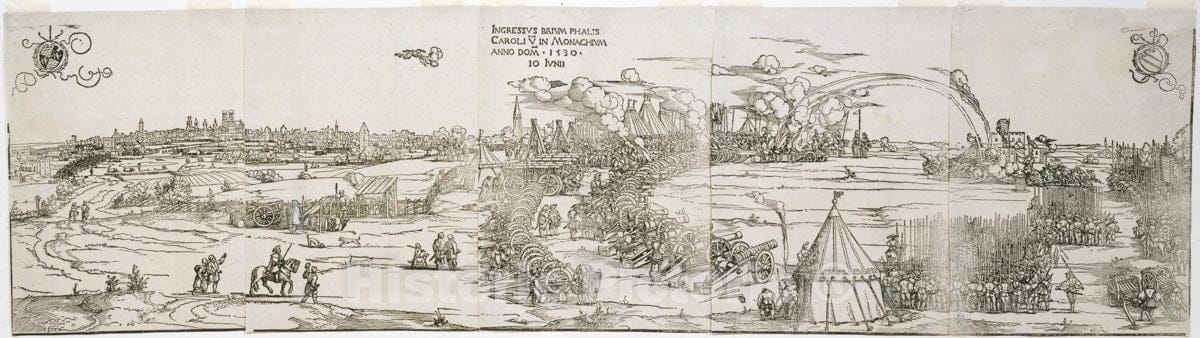Art Print : Sebald Beham - Entry of Charles V into Munich, June 10, 1530 : Vintage Wall Art