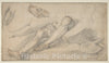 Art Print : Bernardino Poccetti - Studies for a Seated Figure of a Man with a Shovel : Vintage Wall Art