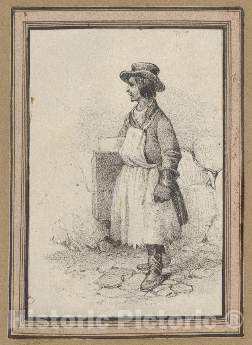 Art Print : Victor Adam - Man Wearing an Apron and a hat : Vintage Wall Art