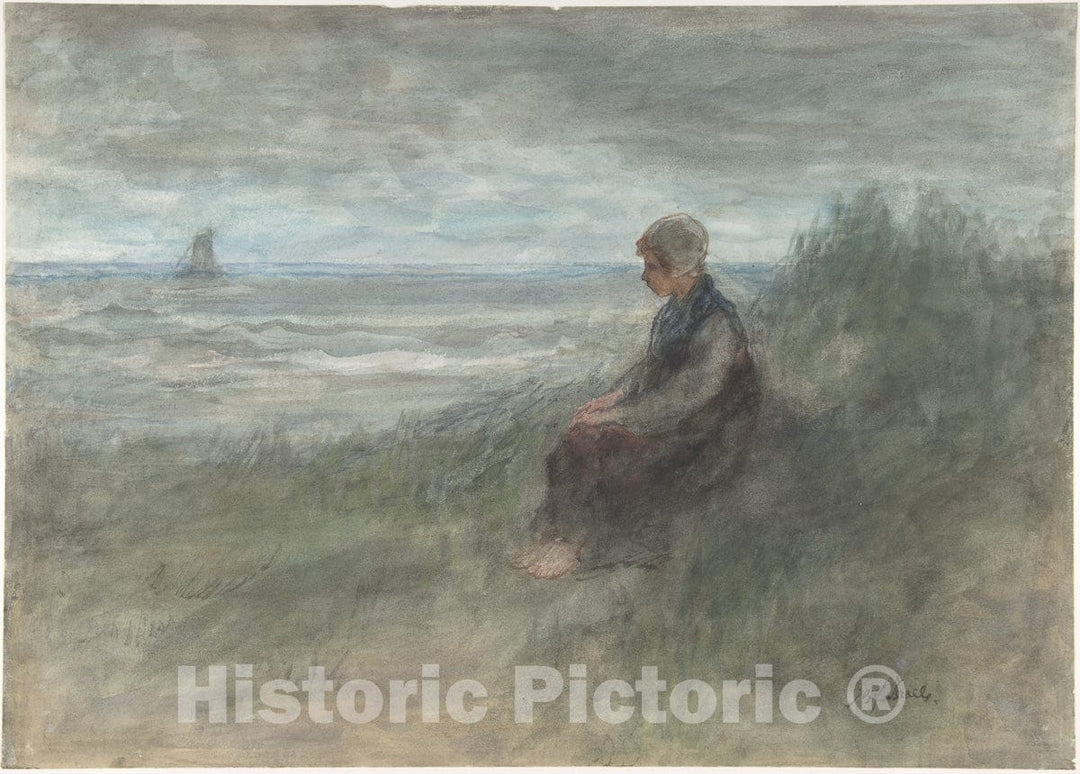 Art Print : Jozef Israels - Girl in The Dunes : Vintage Wall Art