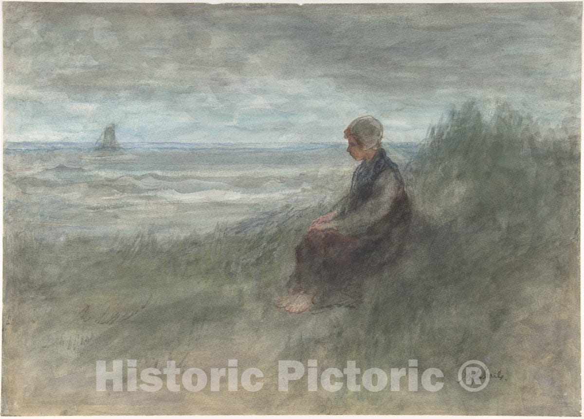 Art Print : Jozef Israels - Girl in The Dunes : Vintage Wall Art