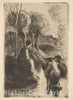 Art Print : Camille Pissarro - Cowherd, at Water's Edge : Vintage Wall Art