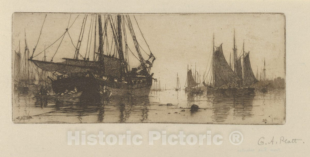Art Print : Charles Adams Platt - Fishing Boats 2 : Vintage Wall Art