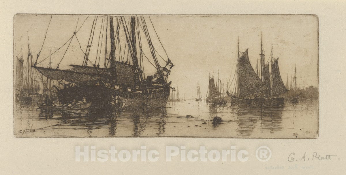 Art Print : Charles Adams Platt - Fishing Boats 2 : Vintage Wall Art
