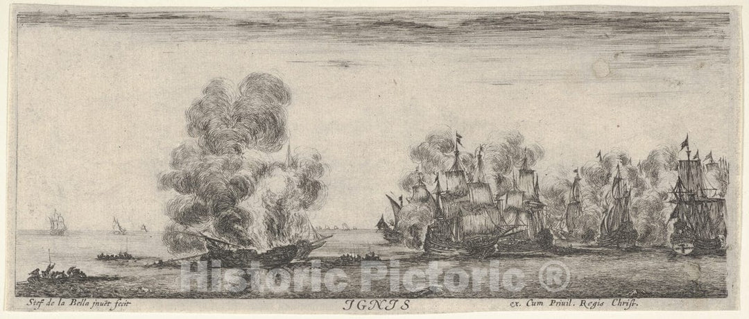 Art Print : Fire - Artist: Stefano Della Bella - Created: c1645 : Vintage Wall Art