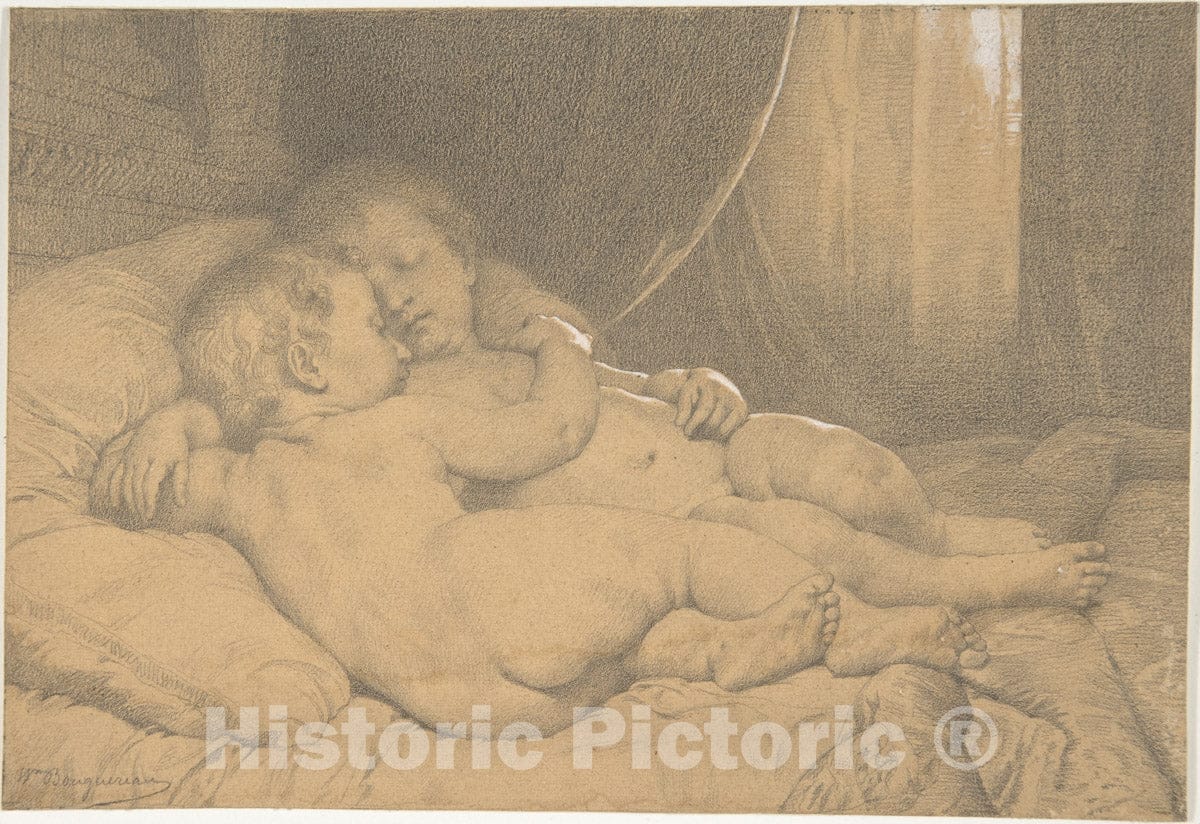 Art Print : William Bouguereau - Two Sleeping Children : Vintage Wall Art