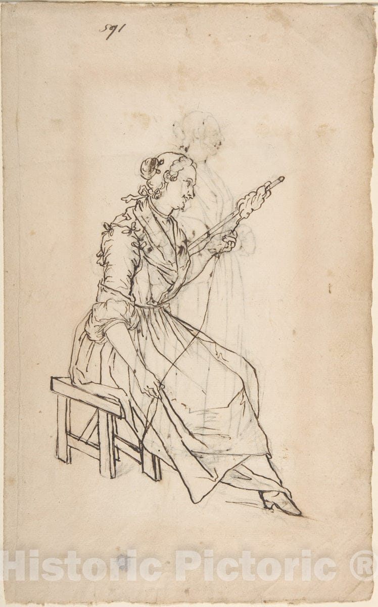 Art Print : Giacomo Ceruti - A Woman Spinning (Recto)