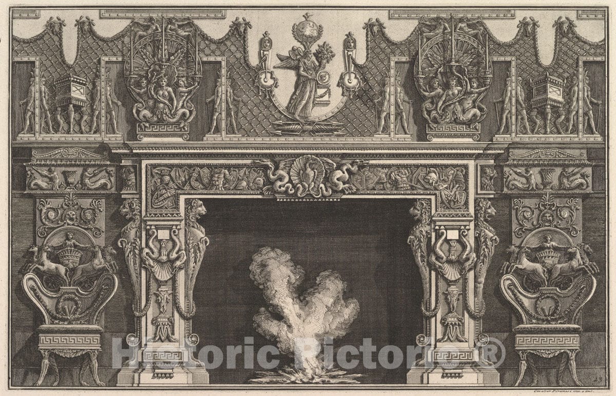 Art Print : Bird in Shell at The Center of The Lintel - Artist: Giovanni Battista Piranesi - Created: 1769 : Vintage Wall Art