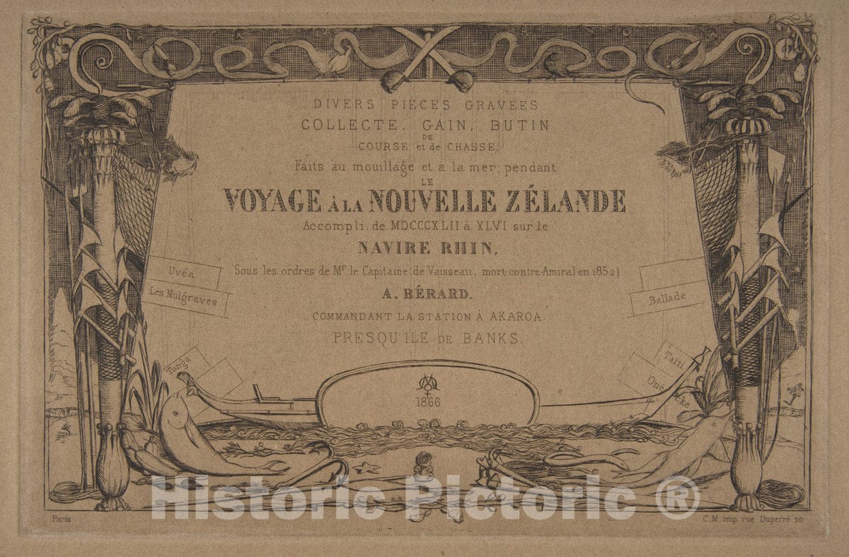 Art Print : Charles Meryon - Cover: The Voyage to New Zealand (1842-46) 2 : Vintage Wall Art