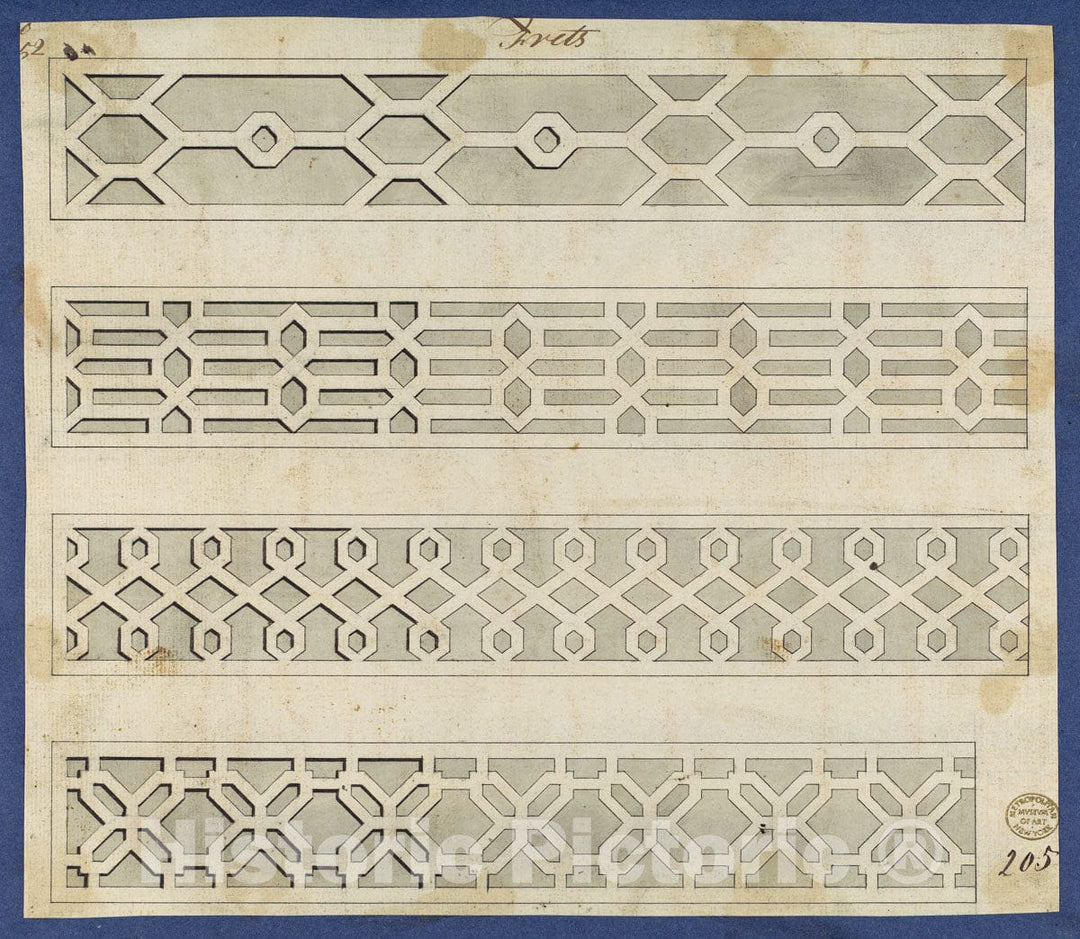 Art Print : Thomas Chippendale - Frets, from Chippendale Drawings, Vol. II - 425977 : Vintage Wall Art
