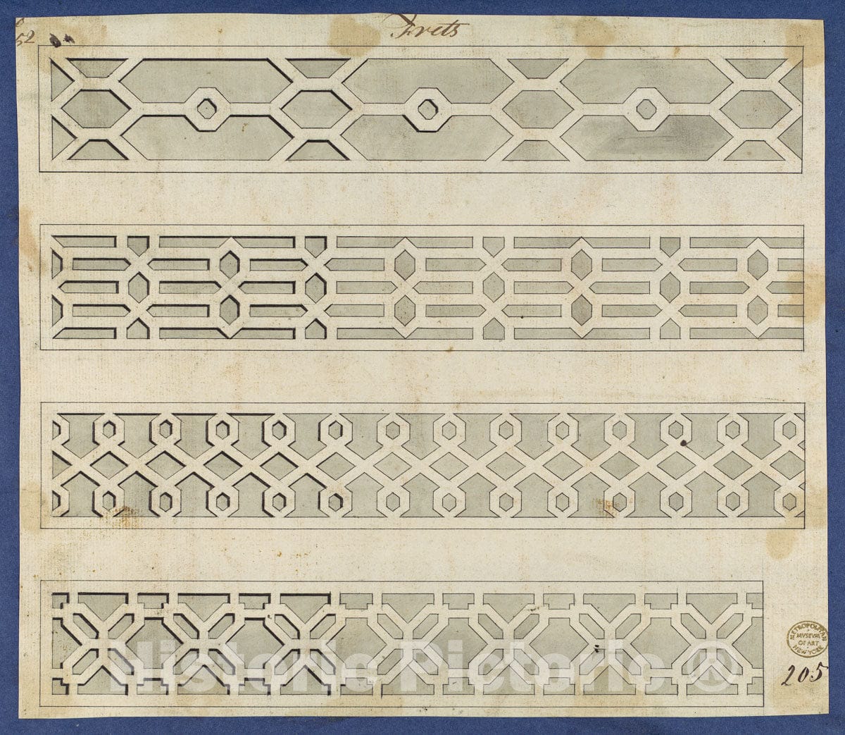 Art Print : Thomas Chippendale - Frets, from Chippendale Drawings, Vol. II - 425977 : Vintage Wall Art