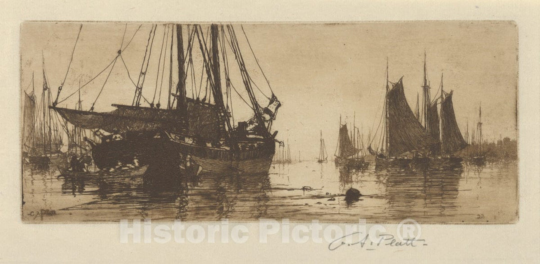 Art Print : Charles Adams Platt - Fishing Boats 1 : Vintage Wall Art