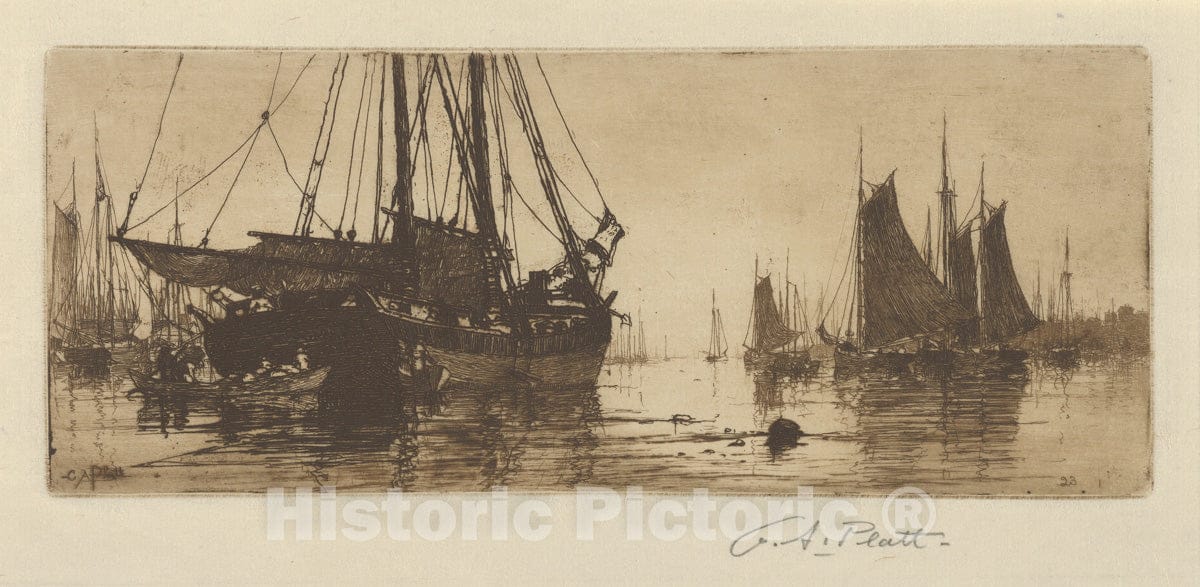 Art Print : Charles Adams Platt - Fishing Boats 1 : Vintage Wall Art