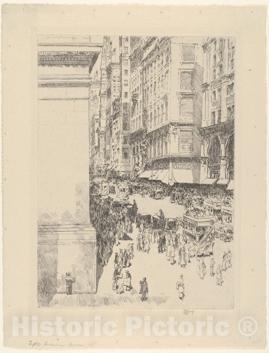 Art Print : Childe Hassam - Fifth Avenue, Noon : Vintage Wall Art