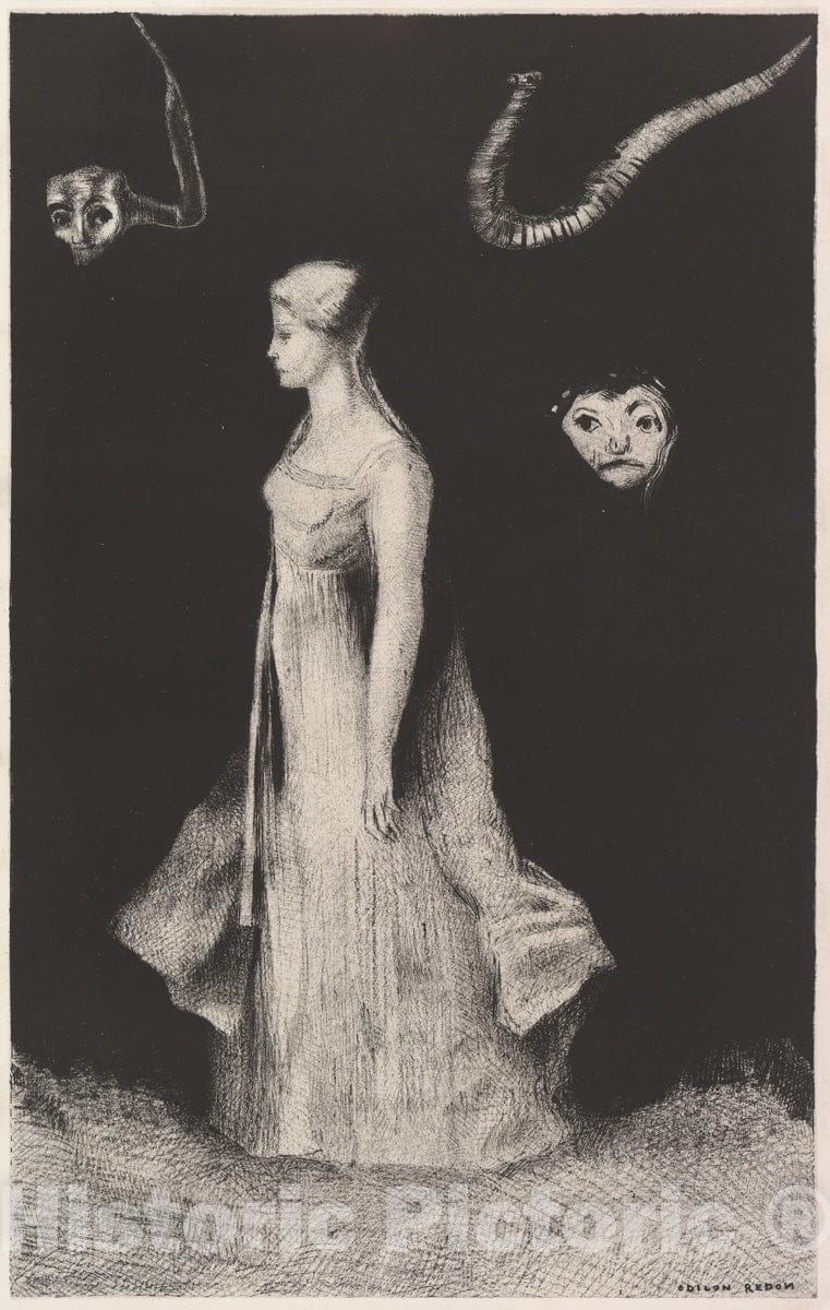 Art Print : Odilon Redon - Haunting : Vintage Wall Art