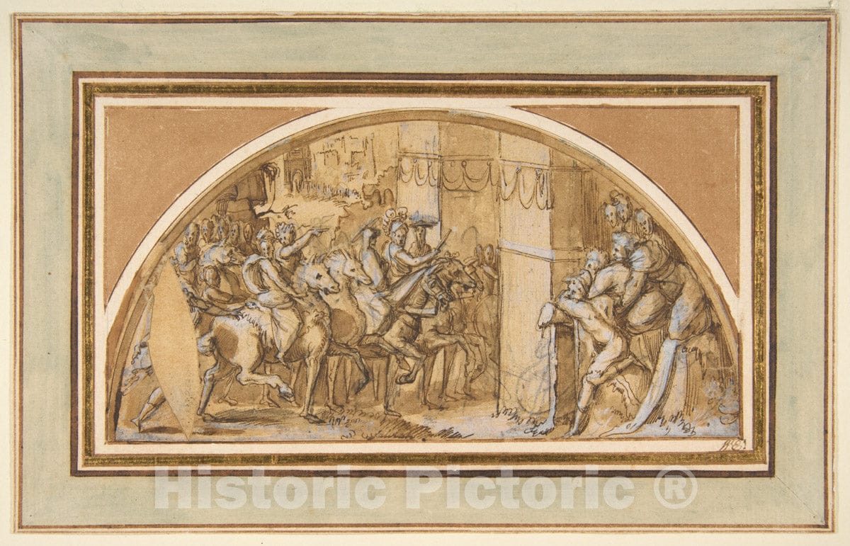 Art Print : Francesco Salviati (Francesco de' Rossi) - Triumphal Entry into a City : Vintage Wall Art