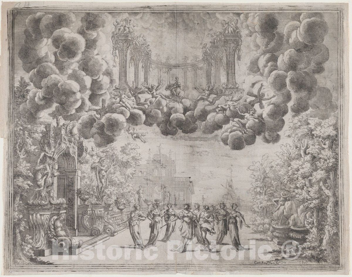 Art Print : Carlo Antonio Forti - Stage Design with allegorical Figures