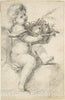 Art Print : Spanish, School of Seville, 17th Century - Seated Putto Holding a Basket of Fruit : Vintage Wall Art