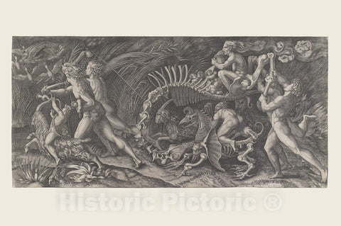 Art Print : Lo Stregozzo - Artist: Agostino Veneziano (Agostino dei Musi) - Created: c1515 : Vintage Wall Art