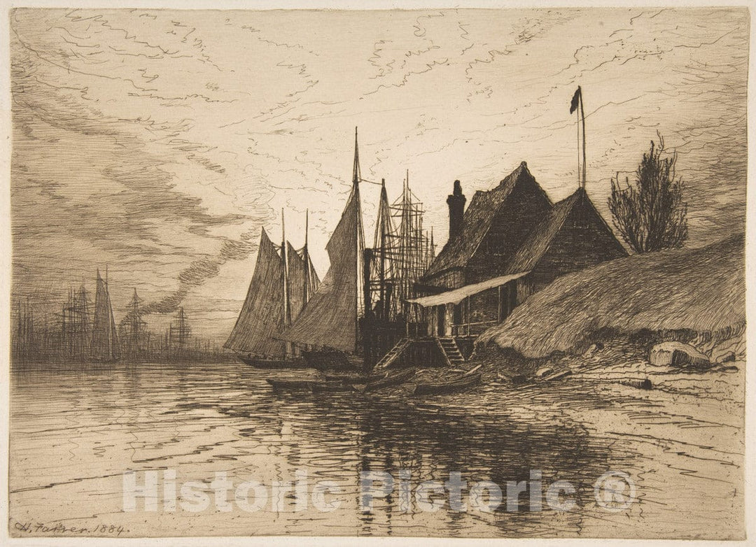 Art Print : Henry Farrer - Evening, New York Harbor : Vintage Wall Art
