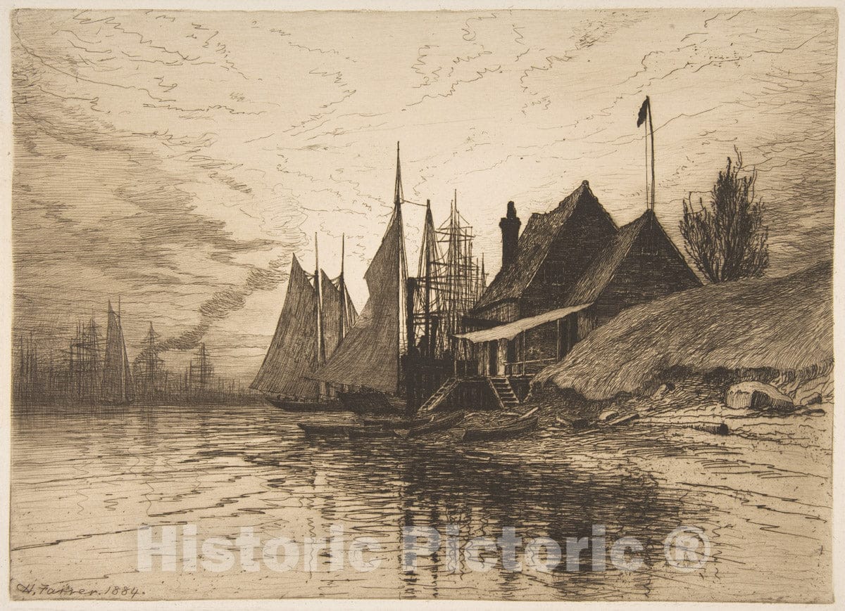 Art Print : Henry Farrer - Evening, New York Harbor : Vintage Wall Art