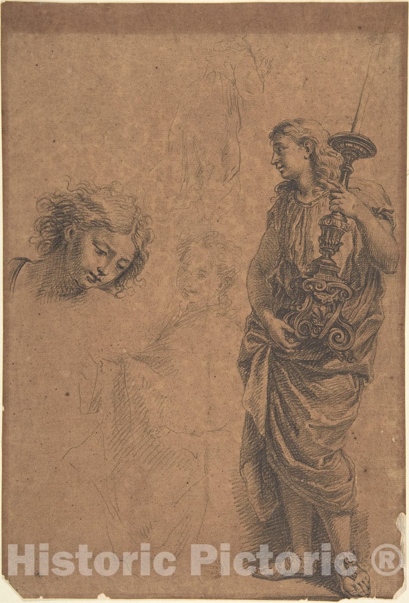 Art Print : Studies - Artist: Italian, Roman-Bolognese, 17th Century - Created: 17th Century : Vintage Wall Art