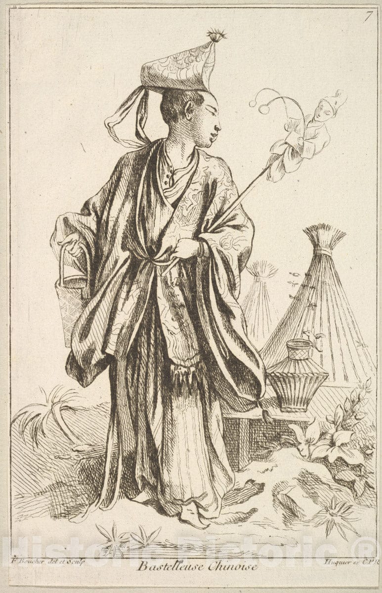 Art Print : François Boucher - Chinese Performer : Vintage Wall Art