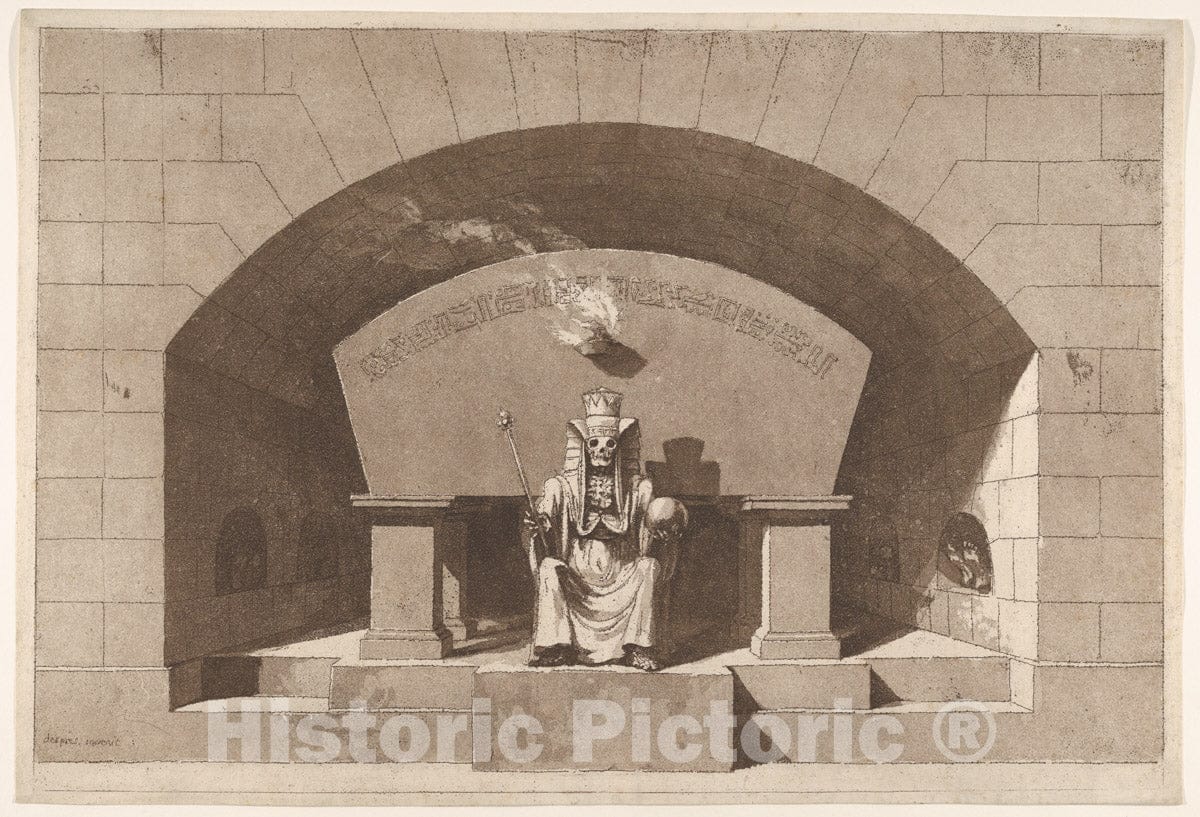 Art Print : Louis Jean Desprez - Tomb with Death Enthroned as a Sphinx : Vintage Wall Art