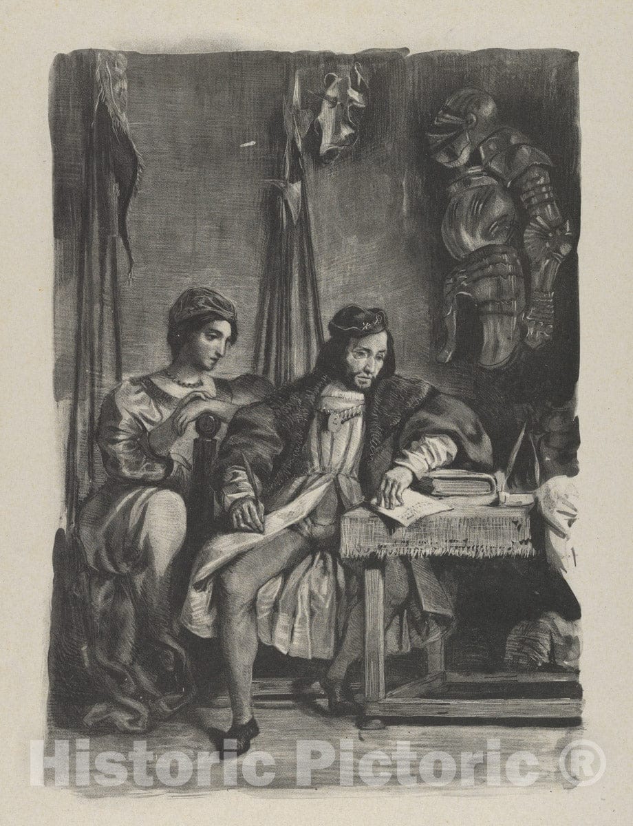 Art Print : Eugène Delacroix - Goetz von Berlichingen Writing His Memoirs 2 : Vintage Wall Art
