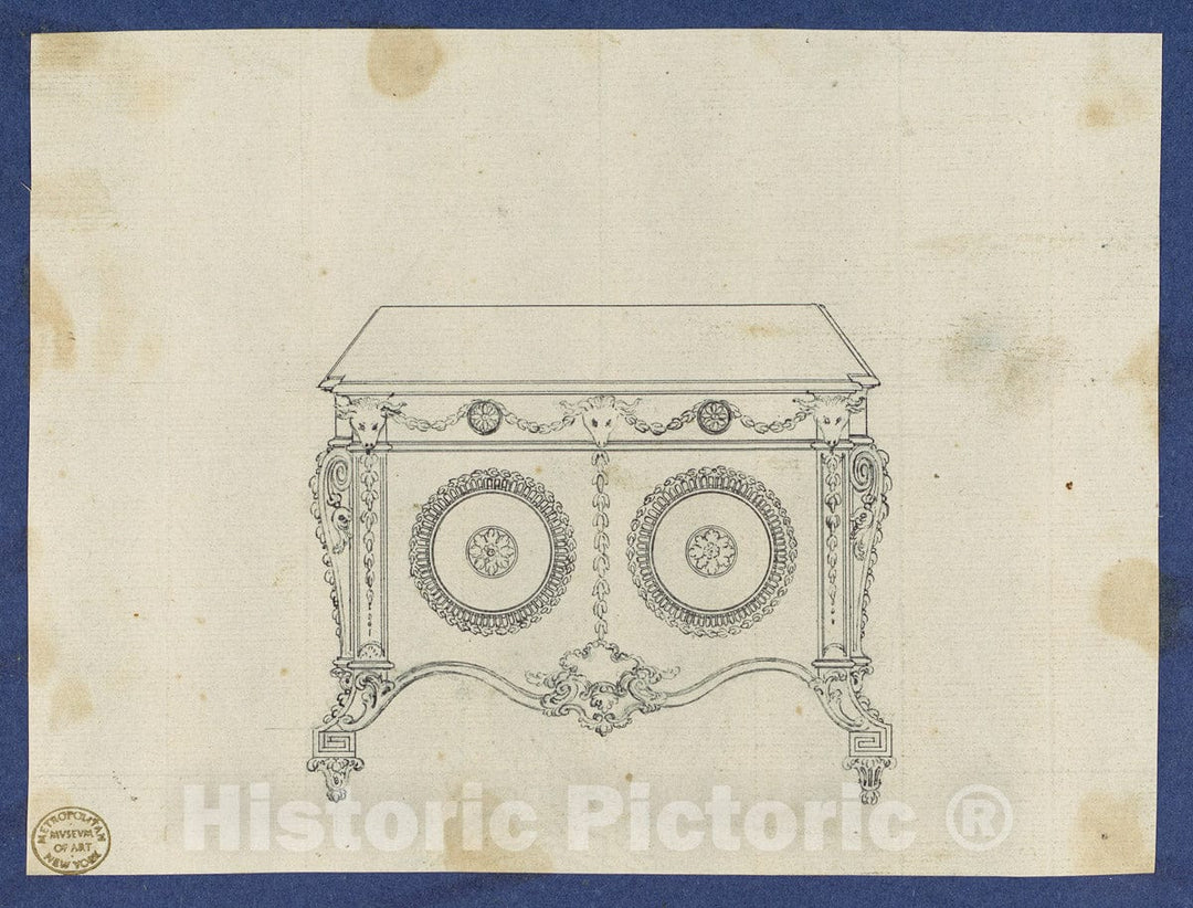 Art Print : Thomas Chippendale - French Commode, from Chippendale Drawings, Vol. II 3 : Vintage Wall Art