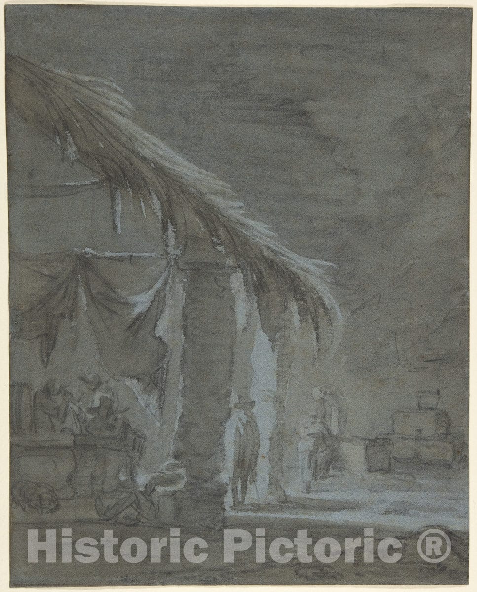 Art Print : Jan Asselijn - Figures in an Outdoor Tavern : Vintage Wall Art