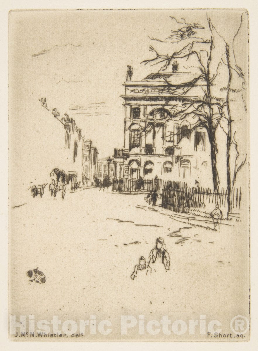 Art Print : James McNeill Whistler - Fitzroy Square (Street Scene) v.2 : Vintage Wall Art