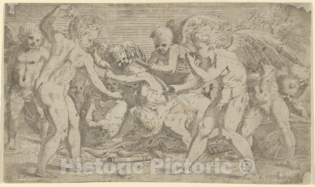Art Print : Léon Davent - Eros and Anteros : Vintage Wall Art