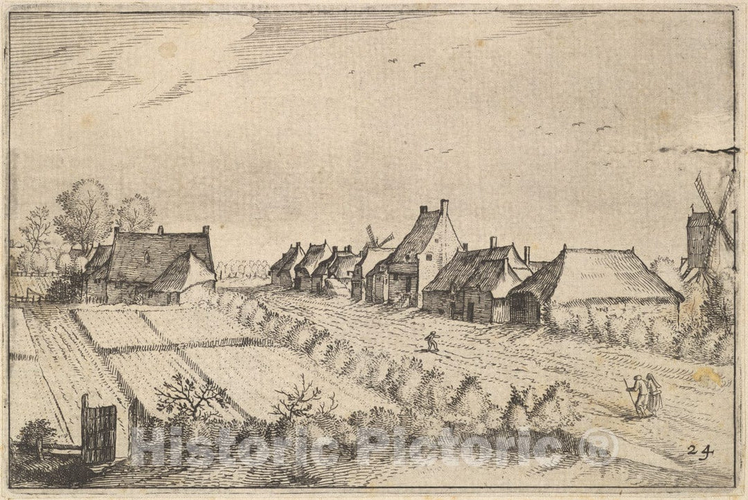 Art Print : Claes Jansz. Visscher - Fields and a Road from Regiunculae et Villae Aliquot Ducatus Brabantiae : Vintage Wall Art