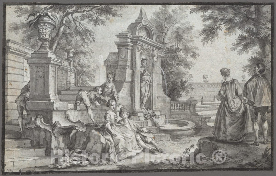 Art Print : Johann Wolfgang Baumgartner - Gallant Company in a Park : Vintage Wall Art