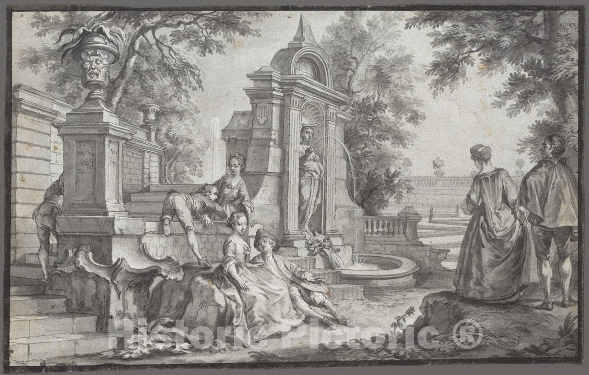 Art Print : Johann Wolfgang Baumgartner - Gallant Company in a Park : Vintage Wall Art