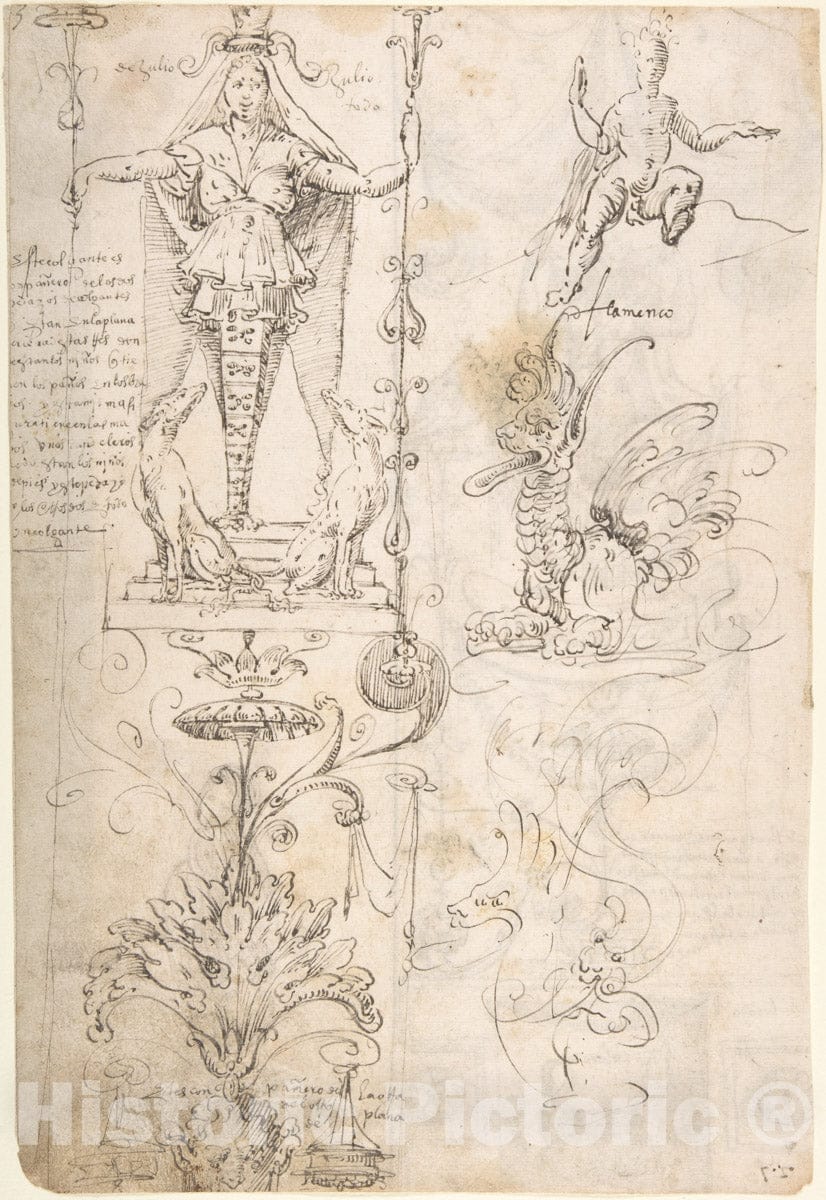 Art Print : Andrés de Melgar - Four Different Figure Studies (Recto)